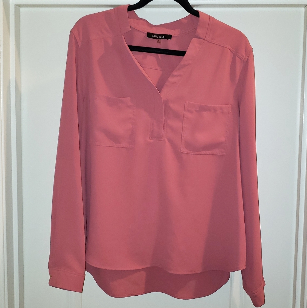 Nine West 2 Pocket Crepe Blouse